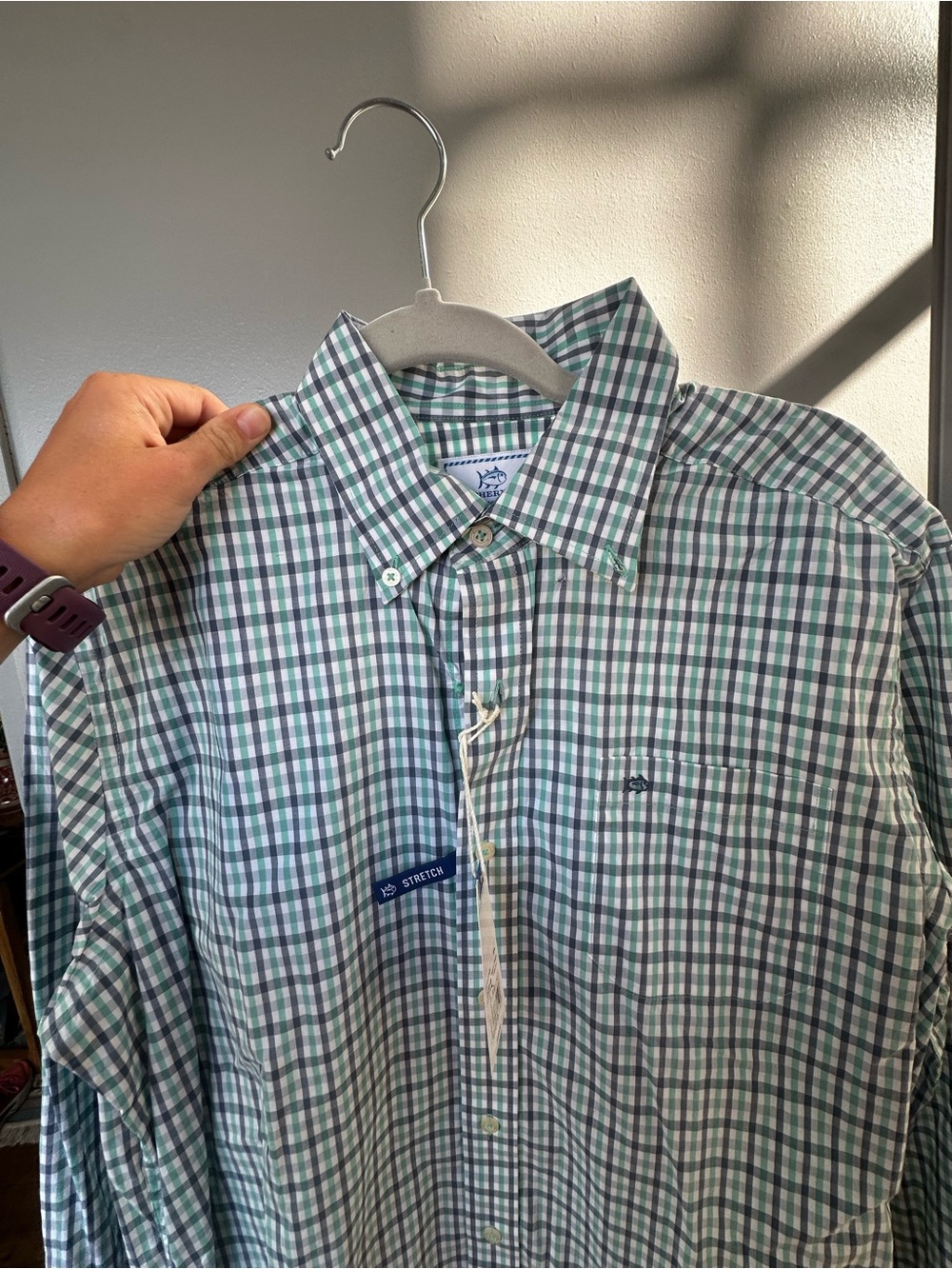 Vineyard Vines Green and White Check Button-Down Shirt NWT